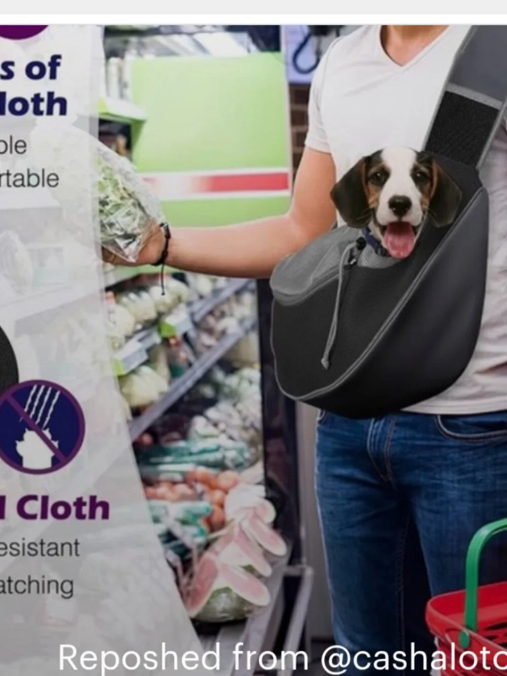 Hands-Free Pet Sling Carrier Chihuahua Yorkie Black/Gray- S to M-- up to 12 lbs